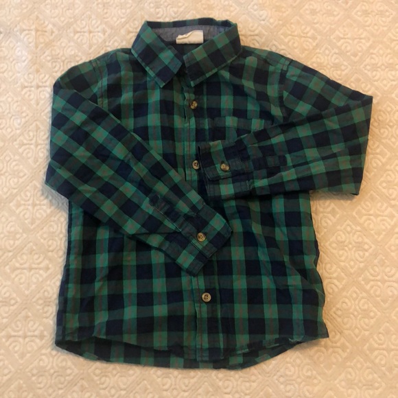 Green Blue and Red Plaid Button Up Long Sleeve Shirt Great for Christmas - Picture 1 of 4